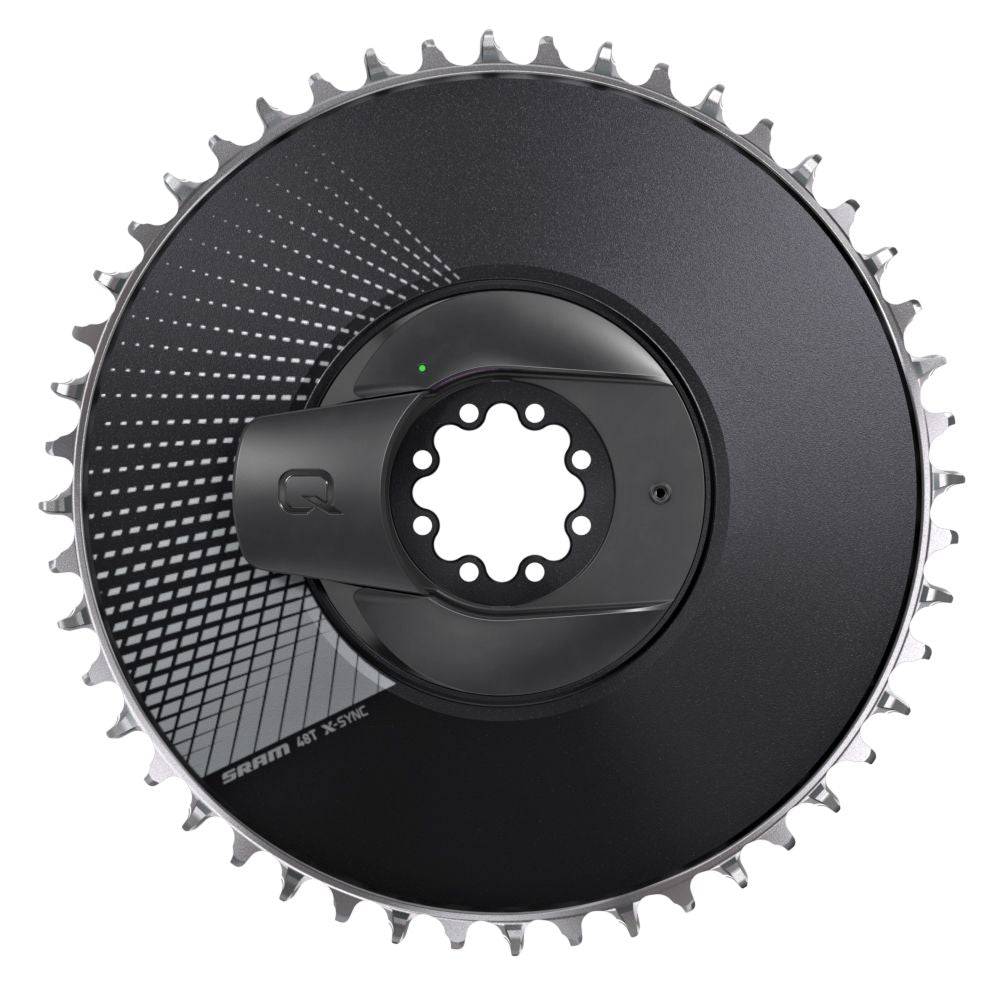 Sram Quarq DM Red AXS D1 Aero 50T Black chainring with integrated power meter for cycling components.
