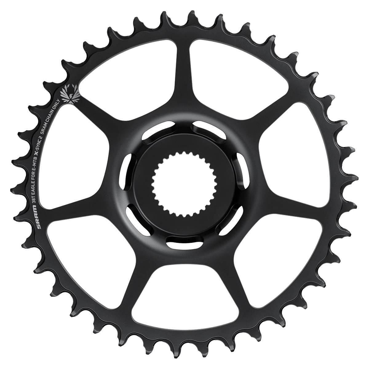 SRAM X-SYNC 2 Eagle 38T steel chainring for Bosch Gen4, black, direct mount, non-boost mountain bike component.