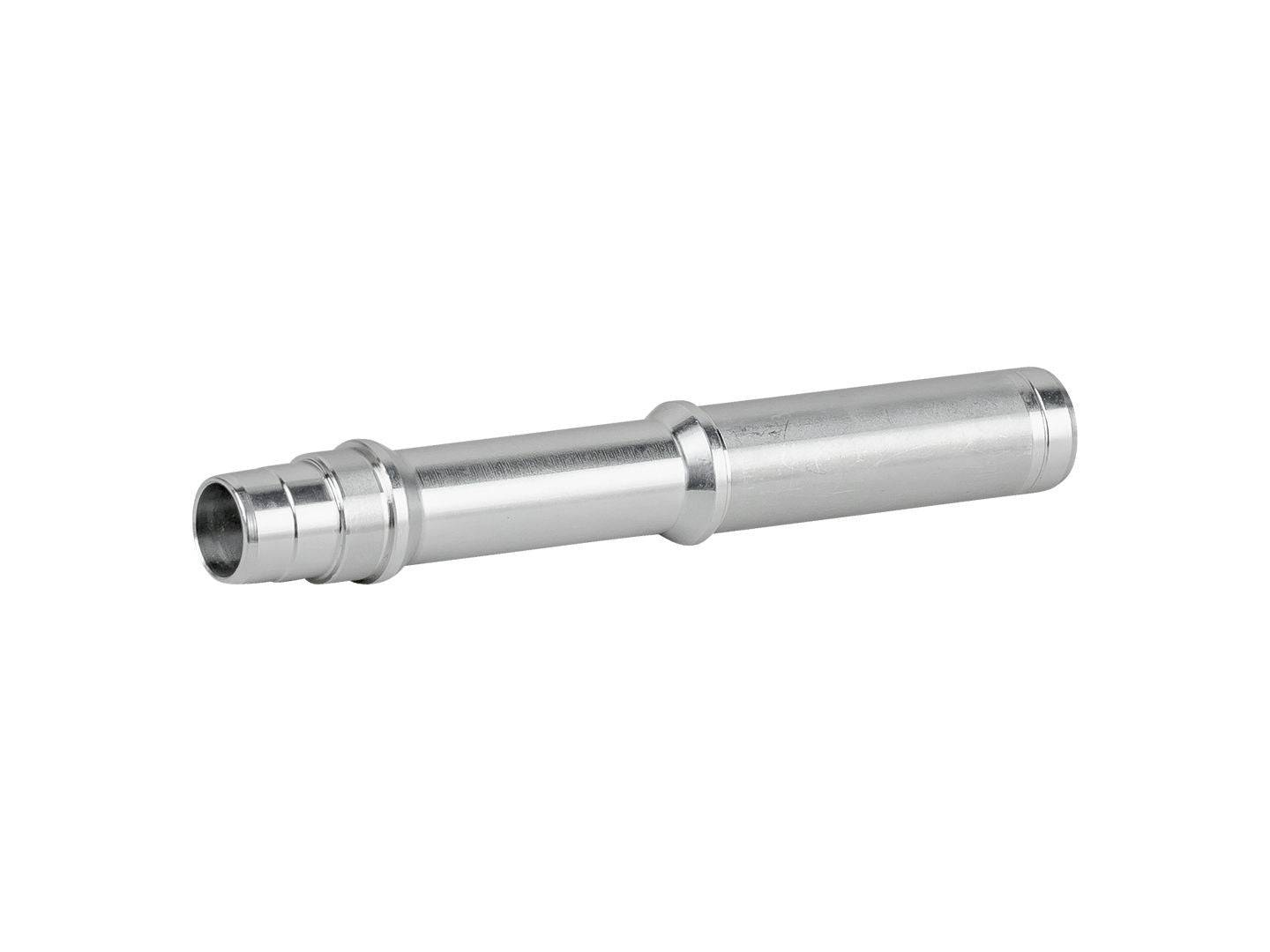 Silver Bontrager Rapid Drive 108 axle for road bike, 148mm OLD, replacement component for front and rear bike wheels.