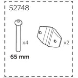 Thule Yepp Maxi rear plate and screw replacement kit for child seat stability, shown with metal components and mounting hardware.