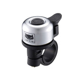CatEye OH-1200 silver brass bike bell with a handlebar mount, featuring a loud 88dB sound for bike accessories.