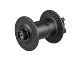 Bontrager Rapid Drive Boost front hub in black, 110mm OLD, 28 spokes, 6-bolt disc brake mount, component for bike wheel assembly.