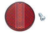 Red Topeak MTX Beam Rack reflector attached to bike for enhanced night visibility and safety during nighttime riding.