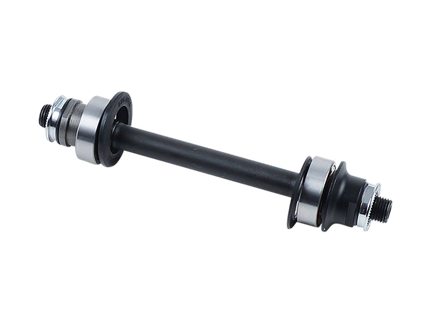 Bontrager Race Road Bike Axle Kit 130mm OLD in black and silver, includes front and rear bike axles for road cycling components.