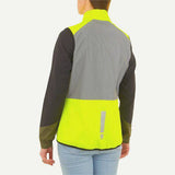 HUMP Women's Ultra Reflective Cycling Gilet vest showing waterproof, wind-resistant fabric and high-visibility reflective details