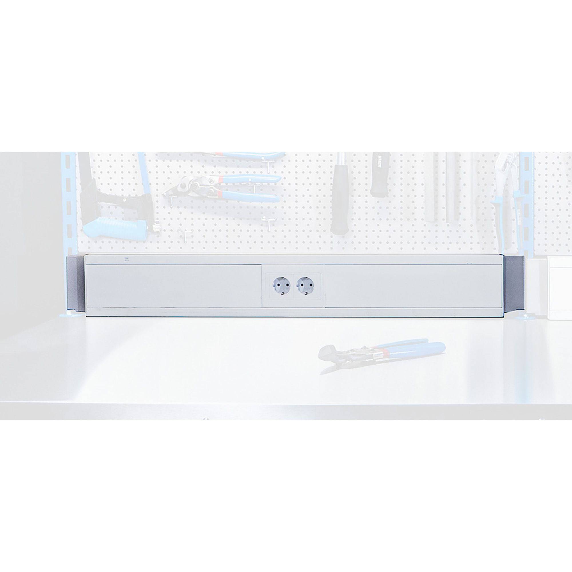 Blue UNIOR workshop holder with parapet channel, measuring 998 x 130 x 55mm, used as a support or holding tool in workshops.