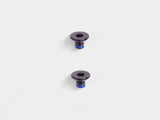 Pair of black Bontrager Pro Blendr Adapter Puck bolts M3 x 4mm for computer mount accessories, shown in close-up image.