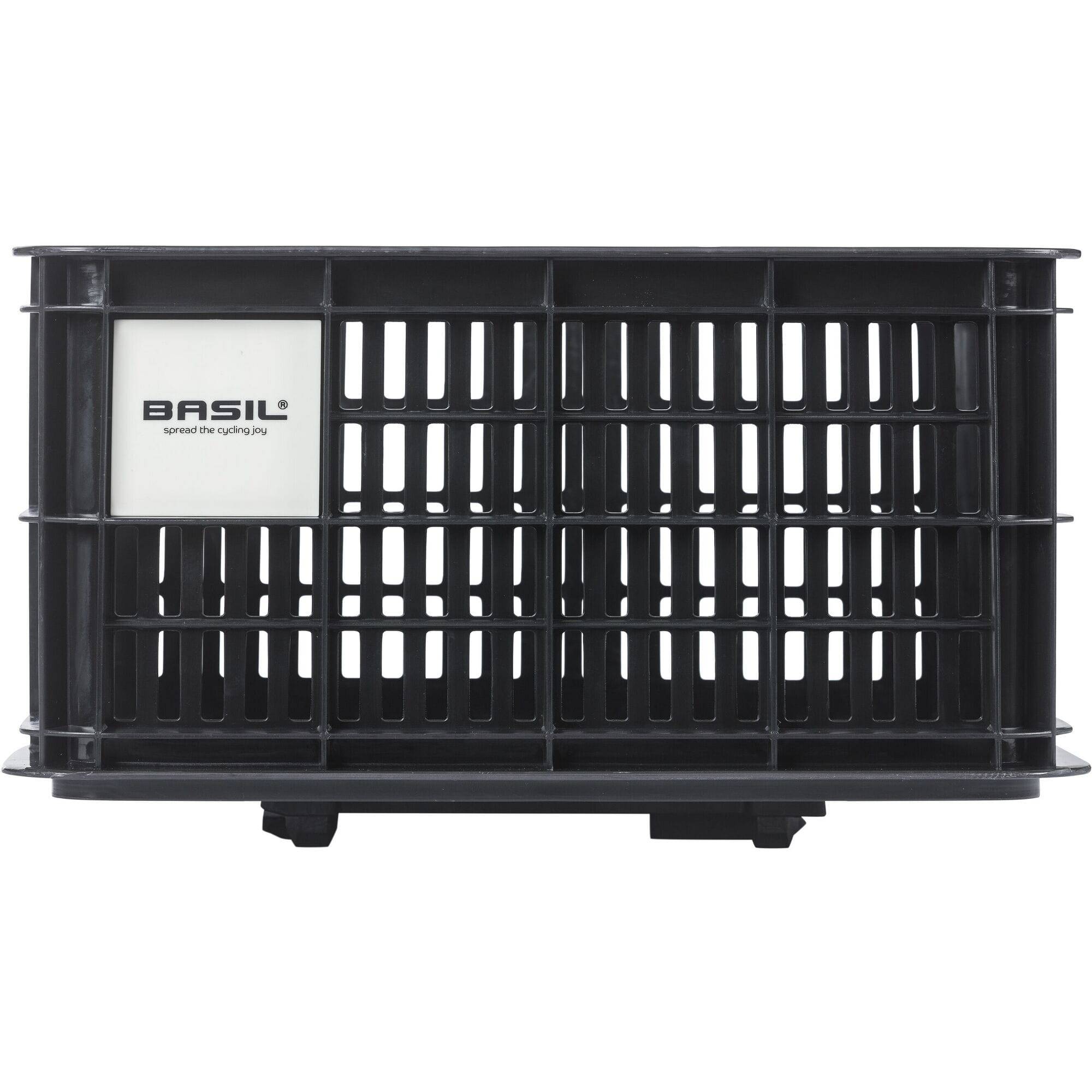 Black Basil Bicycle Crate MIK Small 17.5L, recycled synthetic bike basket with handles, designed for bicycle accessories.