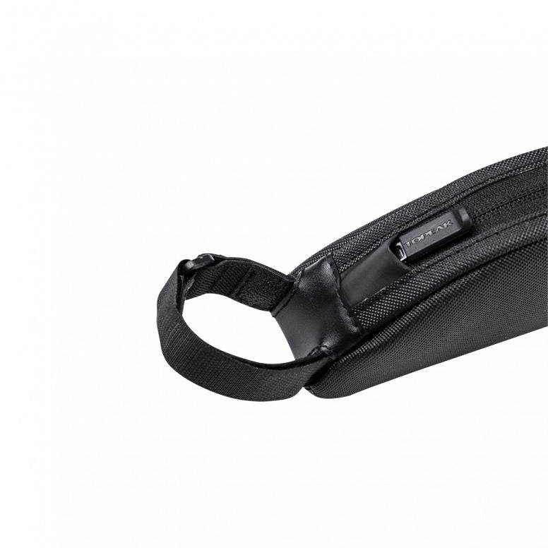Topeak Fastfuel Black top tube bag for cycling, compact aerodynamic accessory with 0.4L capacity for essential gear.