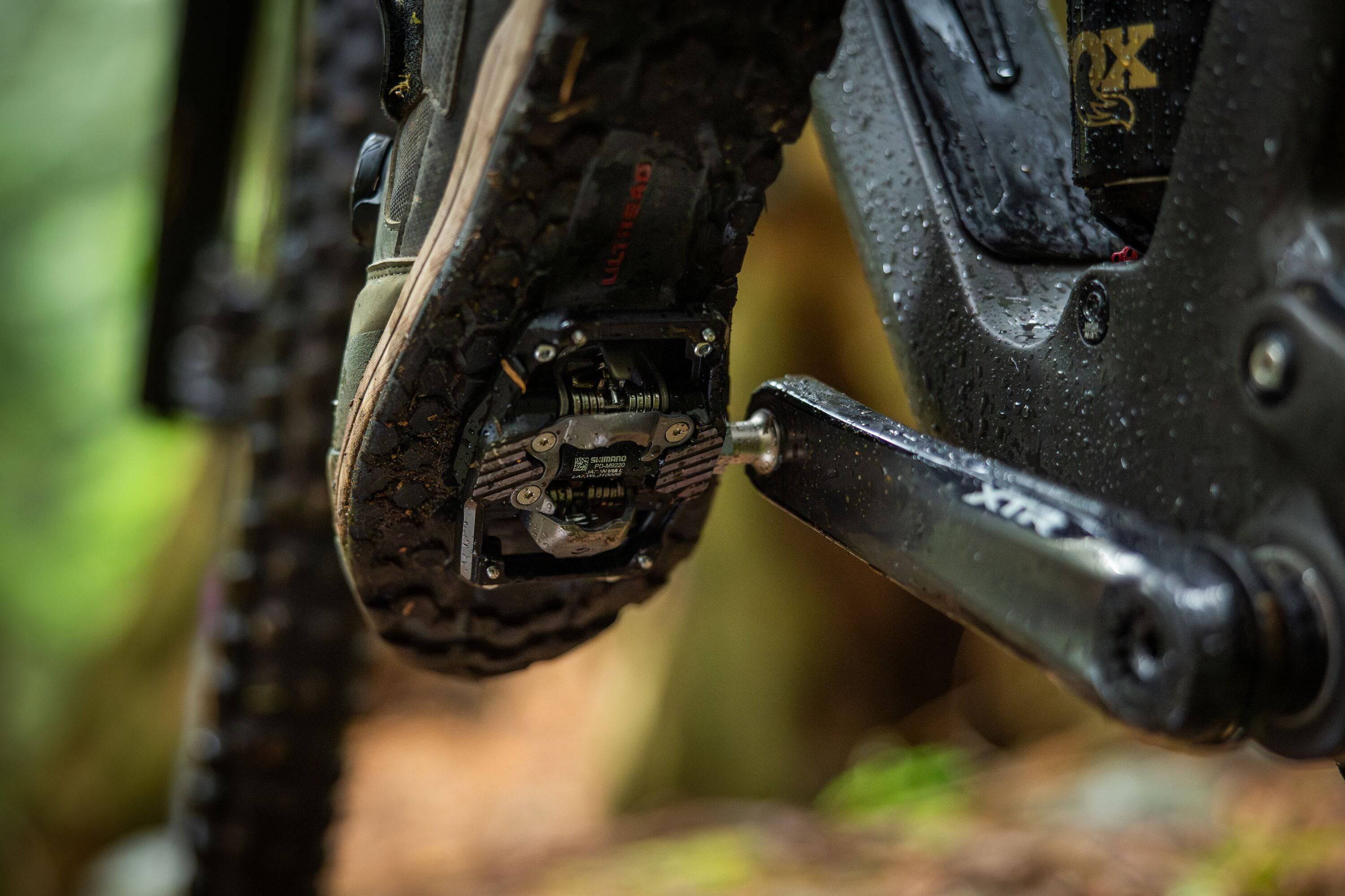 Shimano XTR PD-M9220 trail wide platform mountain biking pedals with durable alloy body and clipless design for enhanced grip.