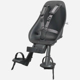 Urban Iki TA-KE front childseat mounted on a bike, weather-resistant and secure, designed for safe and comfortable child riding.
