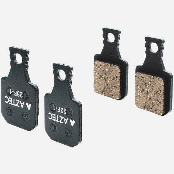 Aztec e-Bike disc brake pads for Magura MT5 and MT7, durable components shown with two pairs for long-lasting braking performance.