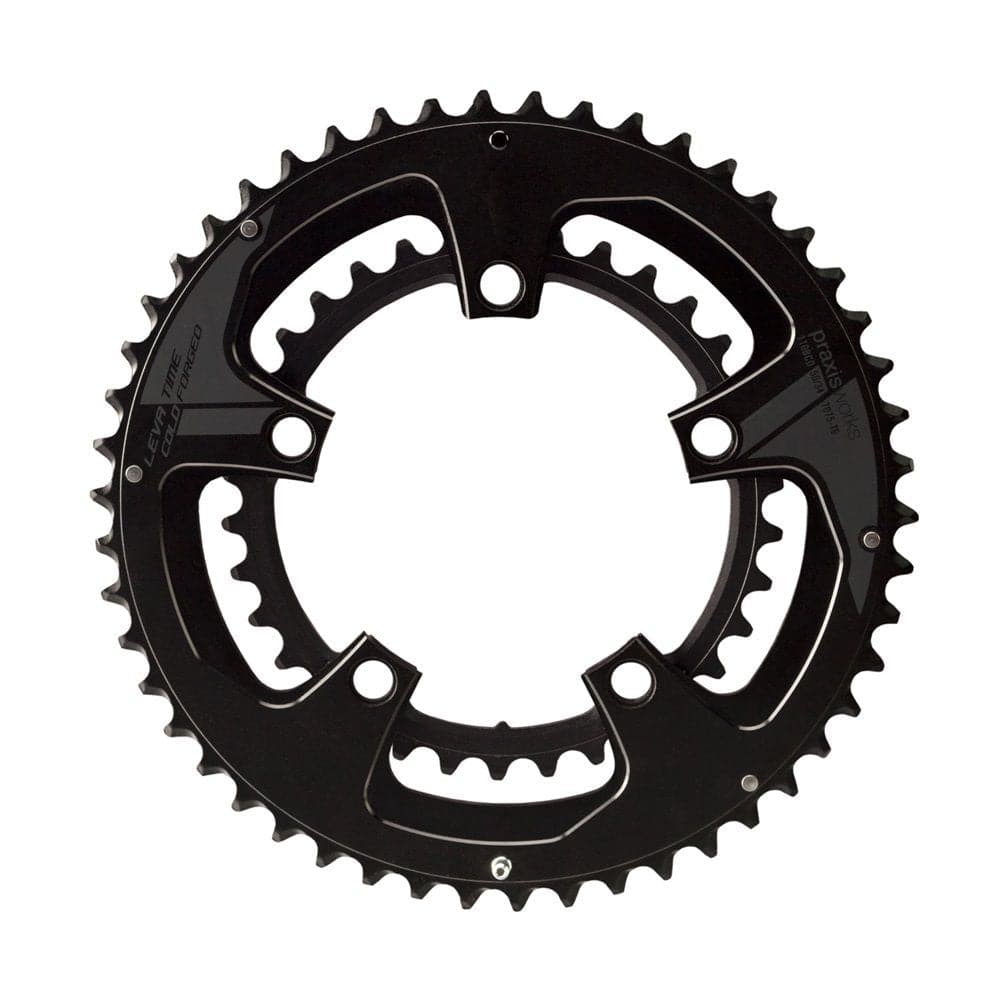 Praxis Works CR-110 BCD Buzz Rings 52/36 tooth compact road chainrings for 10/11/12-speed bikes, shown with teeth detail.