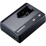Shimano SM-BCR1 Di2 external battery charger for 7.4V Li-Ion Di2 bike components, shown with charging port and sleek design.