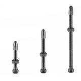 Schwalbe tubeless valve stems with 40mm, 60mm, and 100mm lengths for bike wheels and tubeless rim setups.