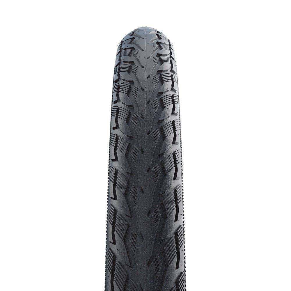 Schwalbe Delta Cruiser Plus puncture-resistant city and touring bike tire installed on a bicycle wheel, suitable for e-bikes and urban riding.