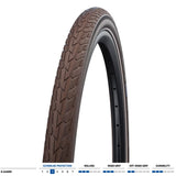 Schwalbe Road Cruiser K-Guard bicycle tyre with green compound technology, durable urban bike tire, close-up view.