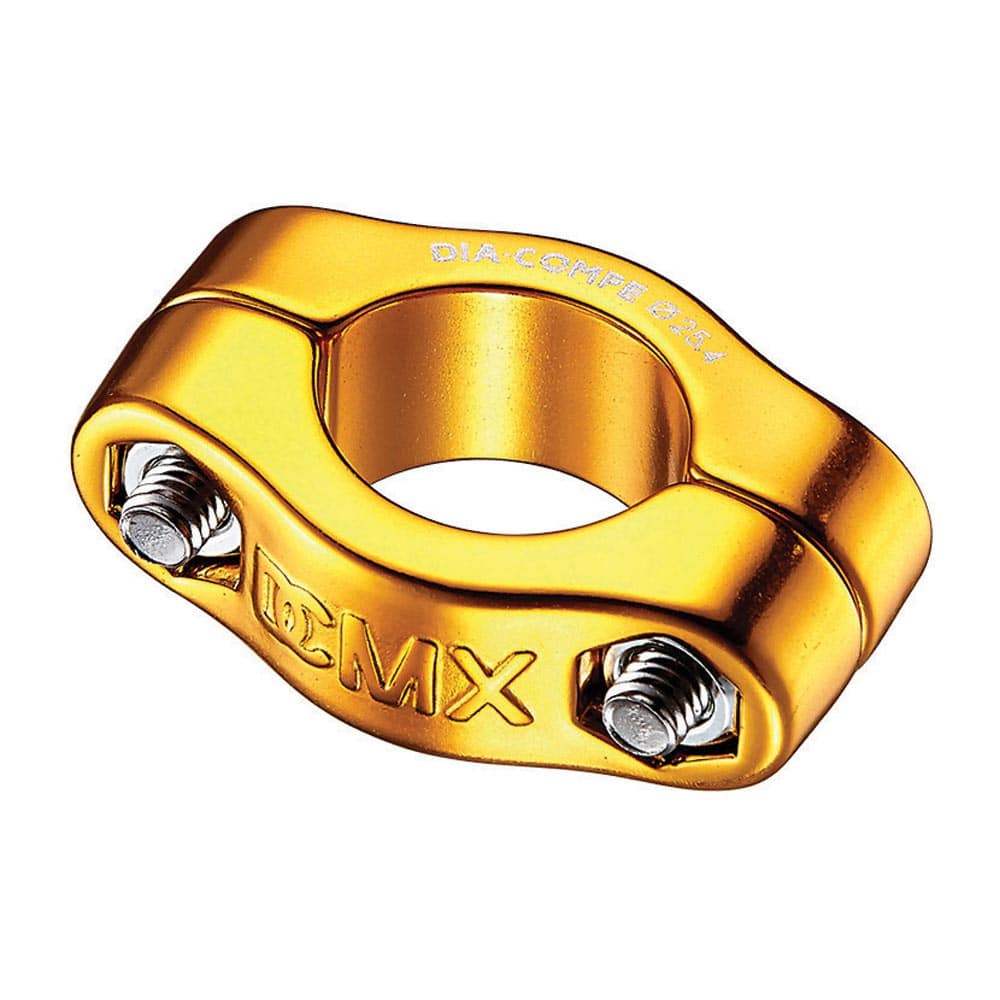 Dia-Compe MX1500 seat clamp for 25.4mm seatposts, showing the two-bolt mechanism and durable metal construction.