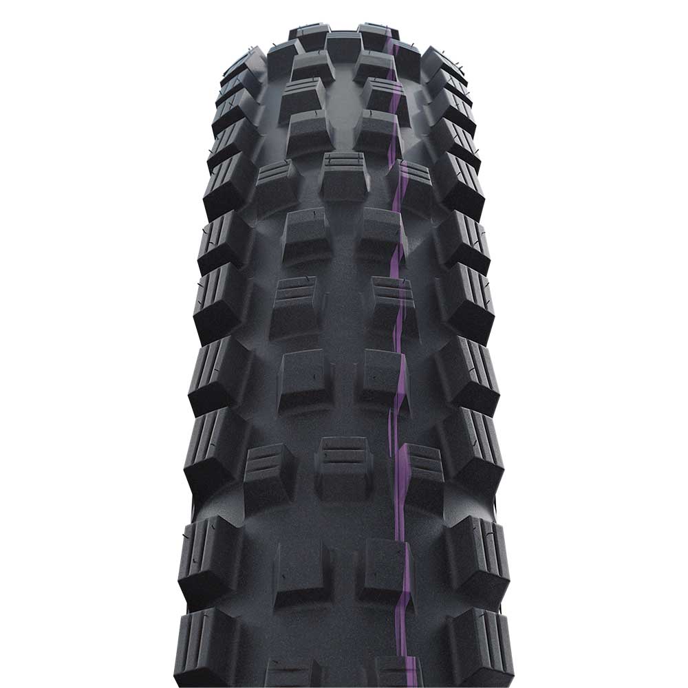 Schwalbe Magic Mary Addix Super Trail tubeless tire for e-bikes, showing the ultra soft folding design and tread pattern.