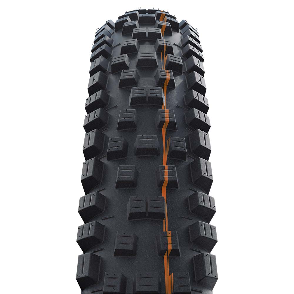 Schwalbe Nobby Nic Super Trail tubeless MTB tire with E-bike readiness and soft trail tread, designed for mountain biking components.