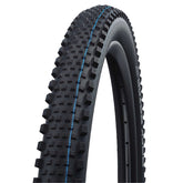 Schwalbe Rock Razor Speedgrip folding MTB tyre with tubeless E-Bike ready design, shown on rugged mountain bike wheel.