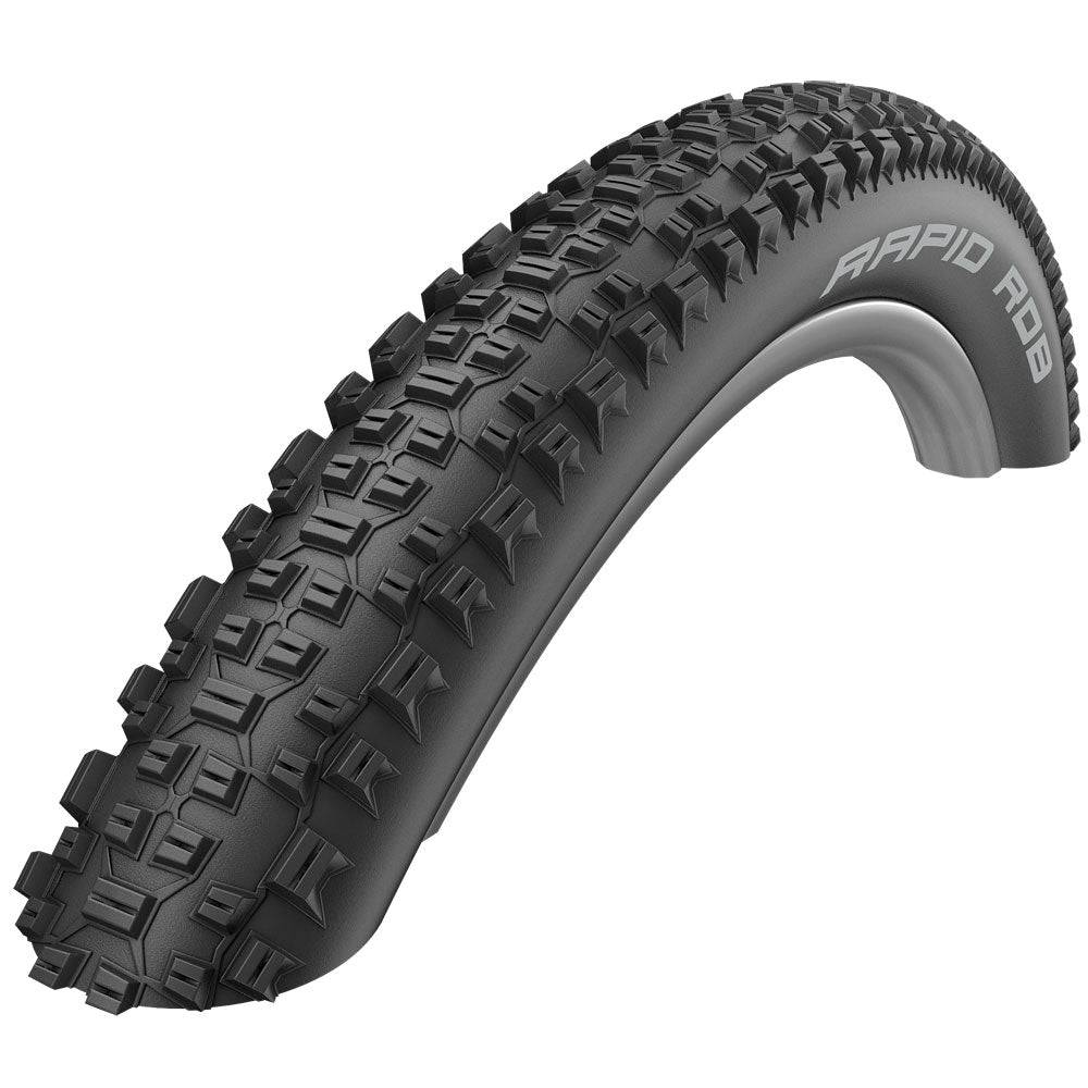 Schwalbe Rapid Rob K-Guard mountain bike tire with puncture-resistant tread suitable for trail and MTB riding.
