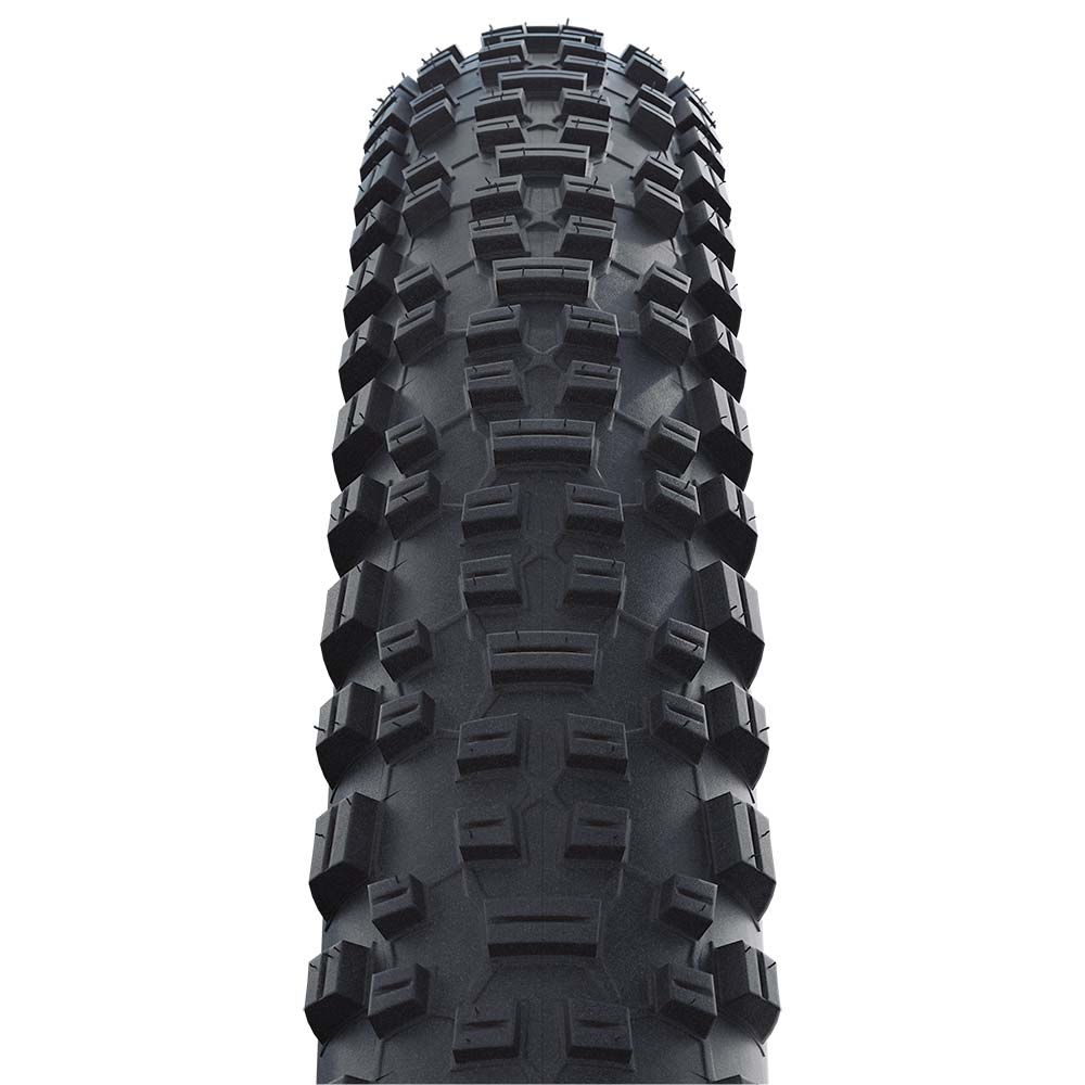Schwalbe Rapid Rob K-Guard MTB tire with puncture-resistant tread for trail and mountain biking, shown in side view.
