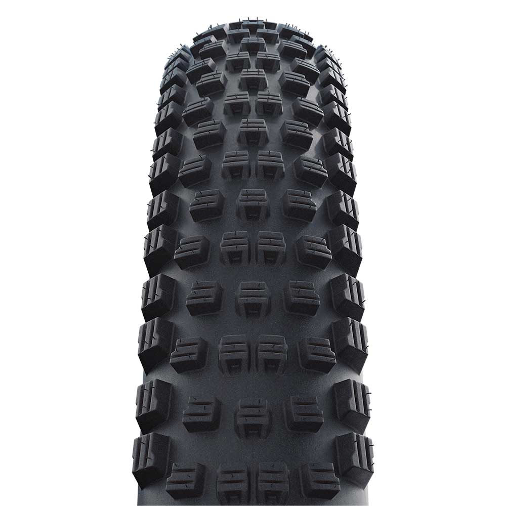 Schwalbe Wicked Will Addix Performance MTB tyre, tubeless-ready, E-50 certified, shown mounted on mountain bike wheel.