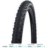 Schwalbe Cx Comp bike tyre with K-Guard puncture protection and LiteSkin sidewalls, suitable for road and cyclocross bikes.
