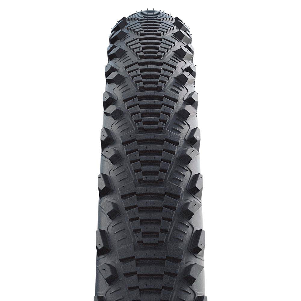 Schwalbe Cx Comp tyre with K-Guard puncture protection and LiteSkin sidewalls, showcasing the durable bicycle tyre design.