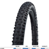 Schwalbe Tough Tom MTB tyre with K-Guard puncture protection, suitable for trail riding, featuring rugged tread for mountain biking.
