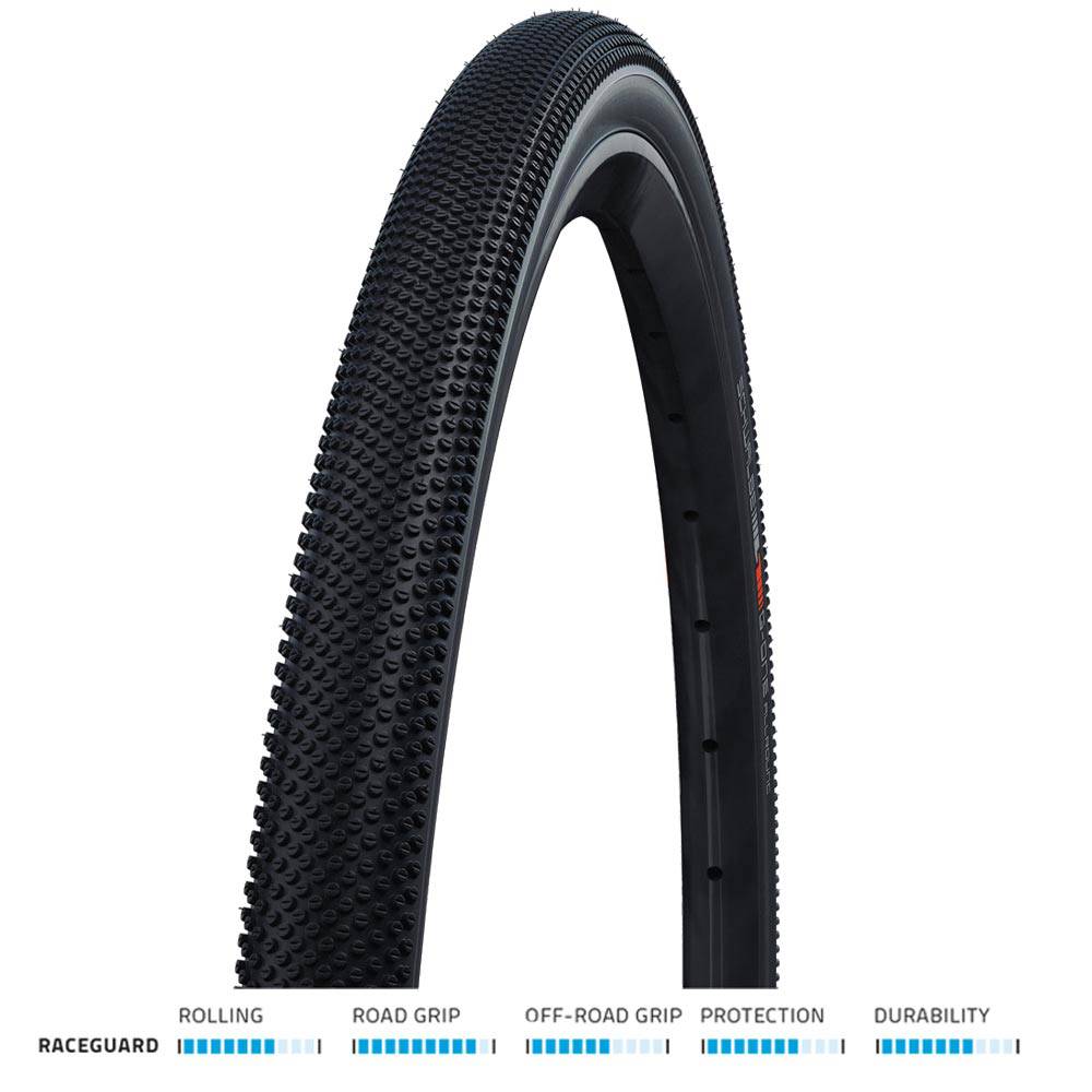 Schwalbe G-One Allround Addix RaceGuard gravel and e-bike folding tyre with puncture protection, suitable for gravel riding.