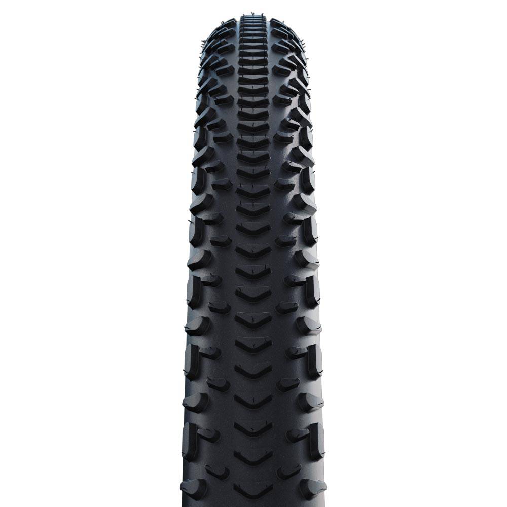 Schwalbe G-One RX Pro Super Race folding TLR gravel and e-bike ready tyre, close-up of the tread pattern and sidewall.
