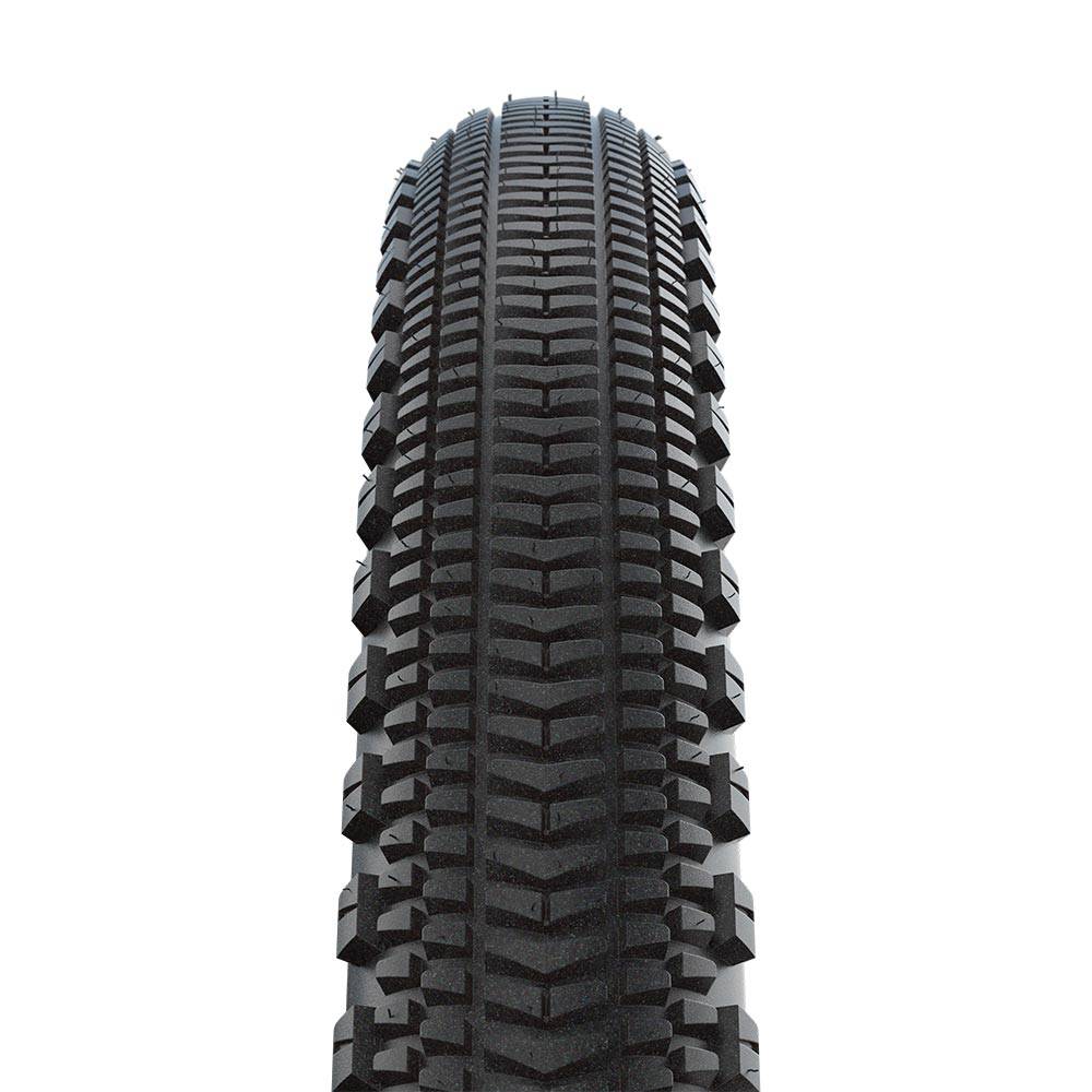 Schwalbe G-One Overland 365 RaceGuard TLE tyre for e-bikes and mixed terrain, shown mounted on a bicycle wheel.