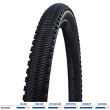 Schwalbe G-One Overland 365 RaceGuard TLE tyre for e-bikes and mixed terrain, featuring rugged tread and durable construction.