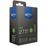 Schwalbe AV inner tube with Schrader valve, leak-tested, durable, recyclable bicycle component for reliable performance.