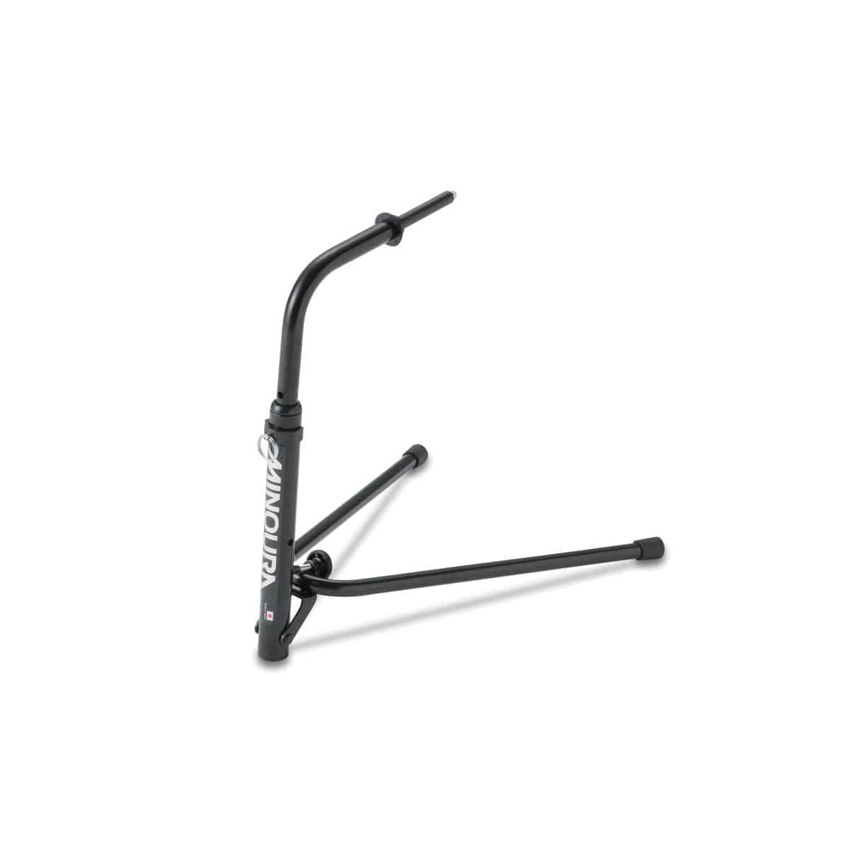Minoura SPN-20 bike stand for Hollowtech 2 spindles, adjustable height, foldable, bike accessories for maintenance and storage.