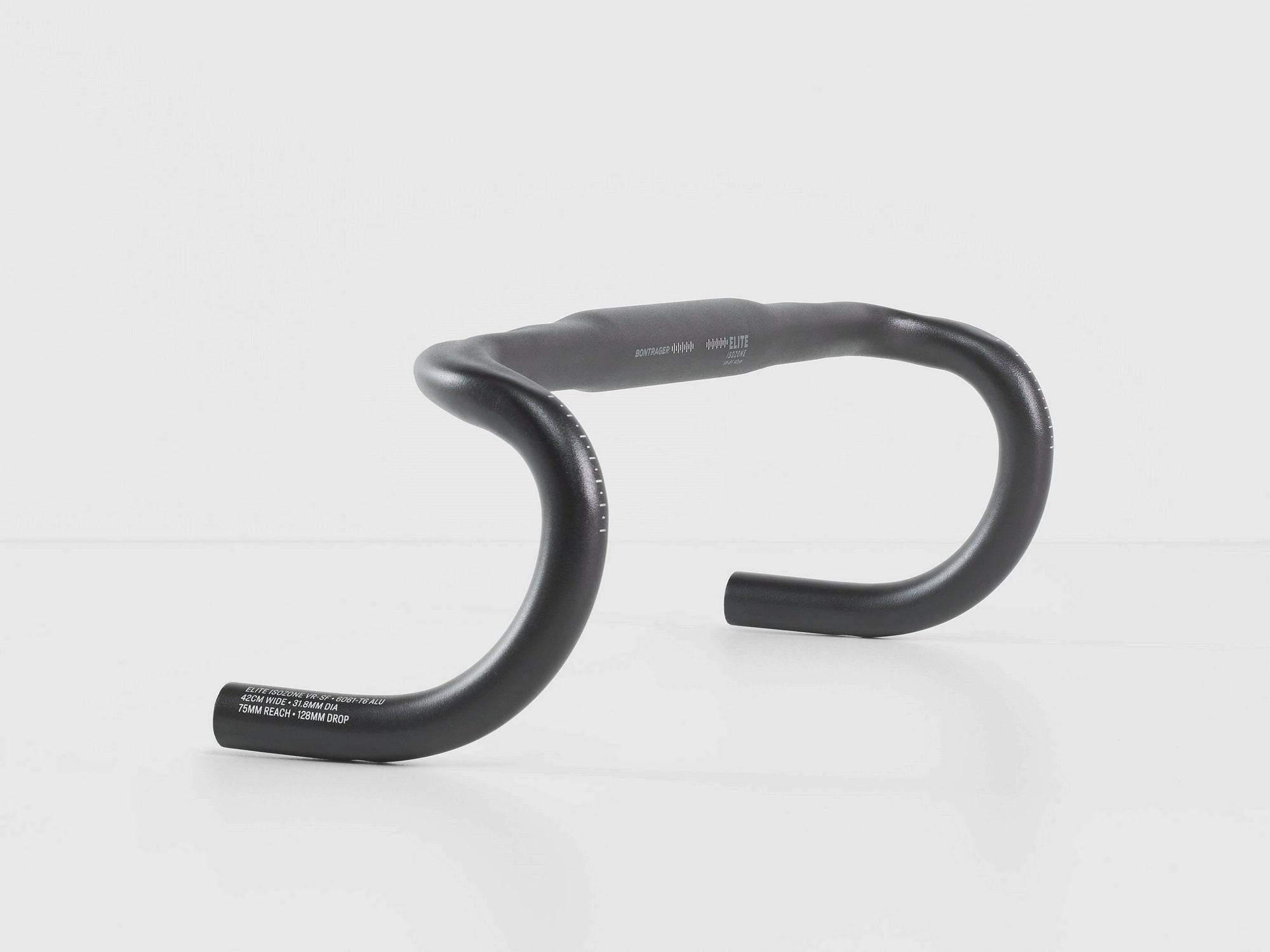 Bontrager Elite Isozone VR-SF road handlebar with vibration-damping pads, lightweight cycling component for road bikes.