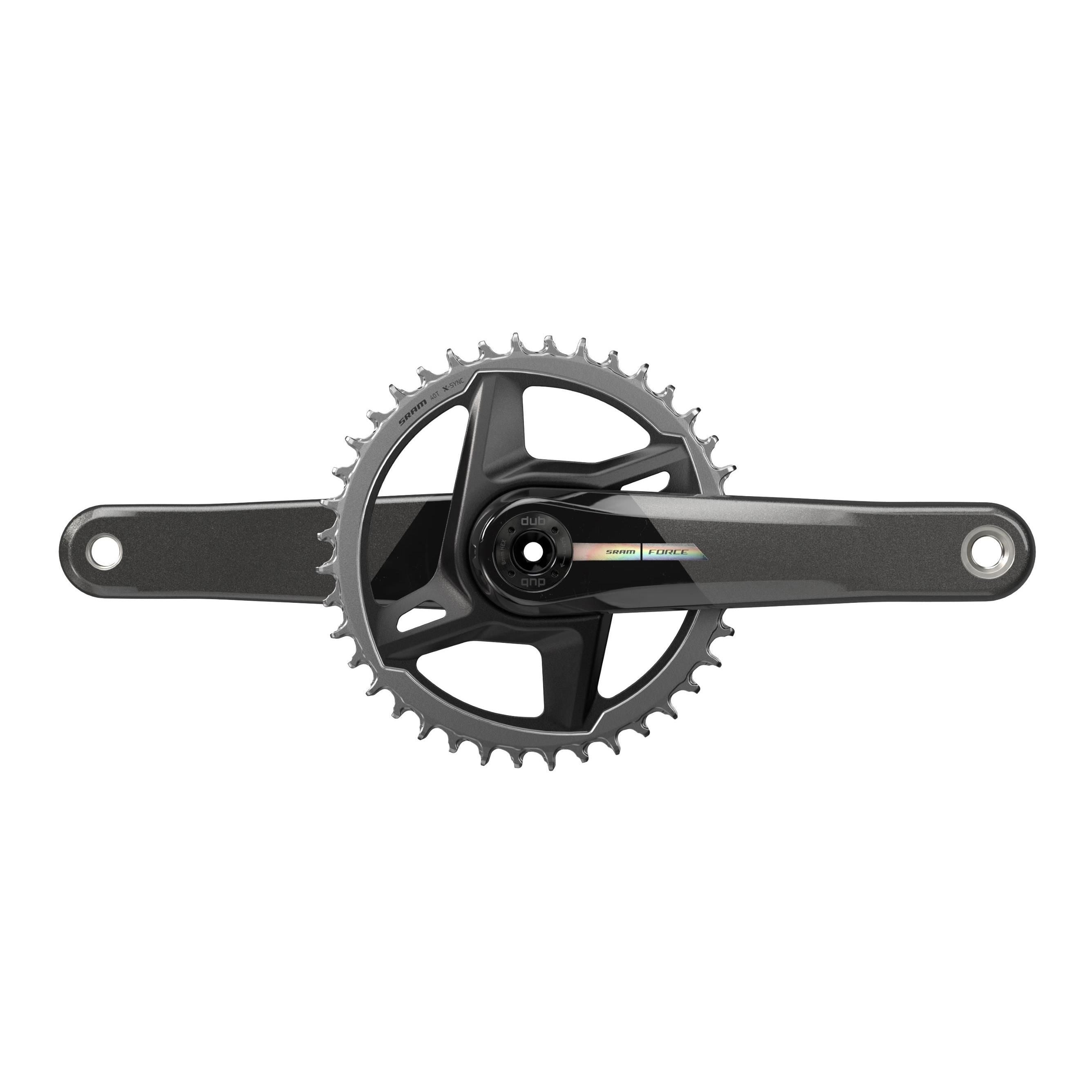 SRAM Force D2 1x DUB direct mount crankset in Unicorn Grey with 40T chainring, 175mm length, 2023 component for road bikes.