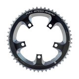 FSA Super Road 2x11 Speed chainring set in black anodized finish with 50T teeth and 5-hole mount for road bike components