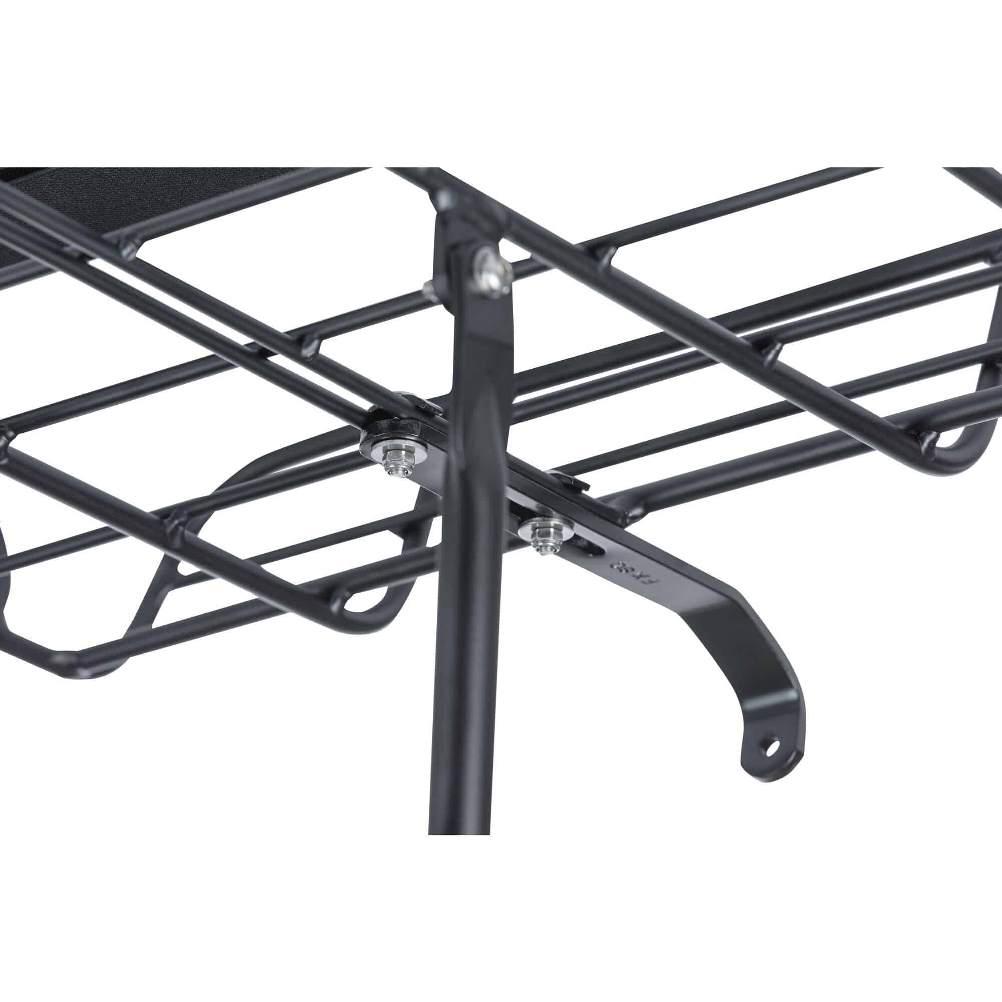 Basil Portland Front Carrier bike rack in matte black mounted on vintage-style bike with 26-28 inch wheels.
