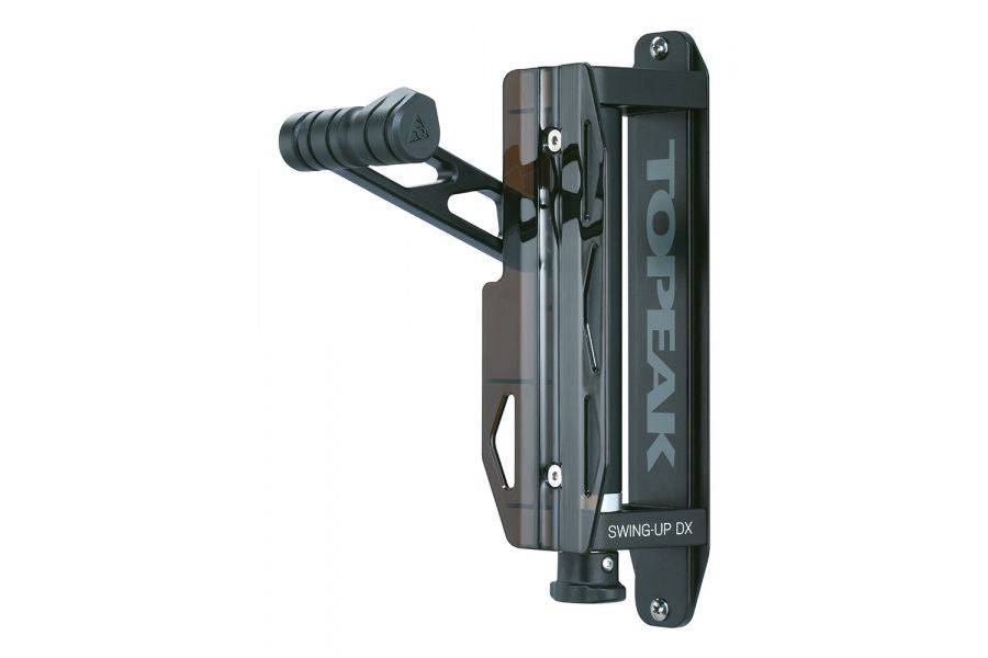 Topeak Swing-Up DX black adjustable bike holder mounted on a road or MTB bike frame for bikes up to 29 inches.