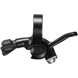Shimano Deore SL-MT500-L left-hand adjustable seatpost lever with clamp band, bicycle component for gear shifting.