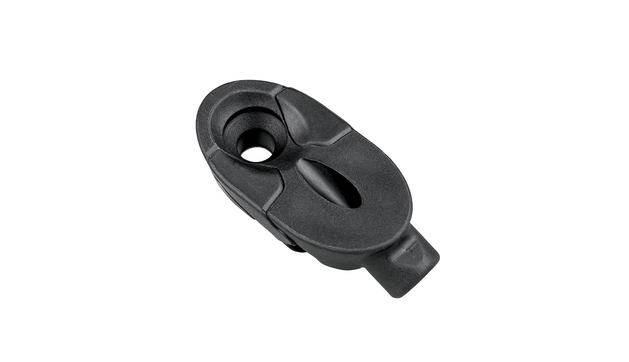 Black Trek Control Freak downtube full-length cable guide for Trek bikes, showing the component attached to the bike frame.