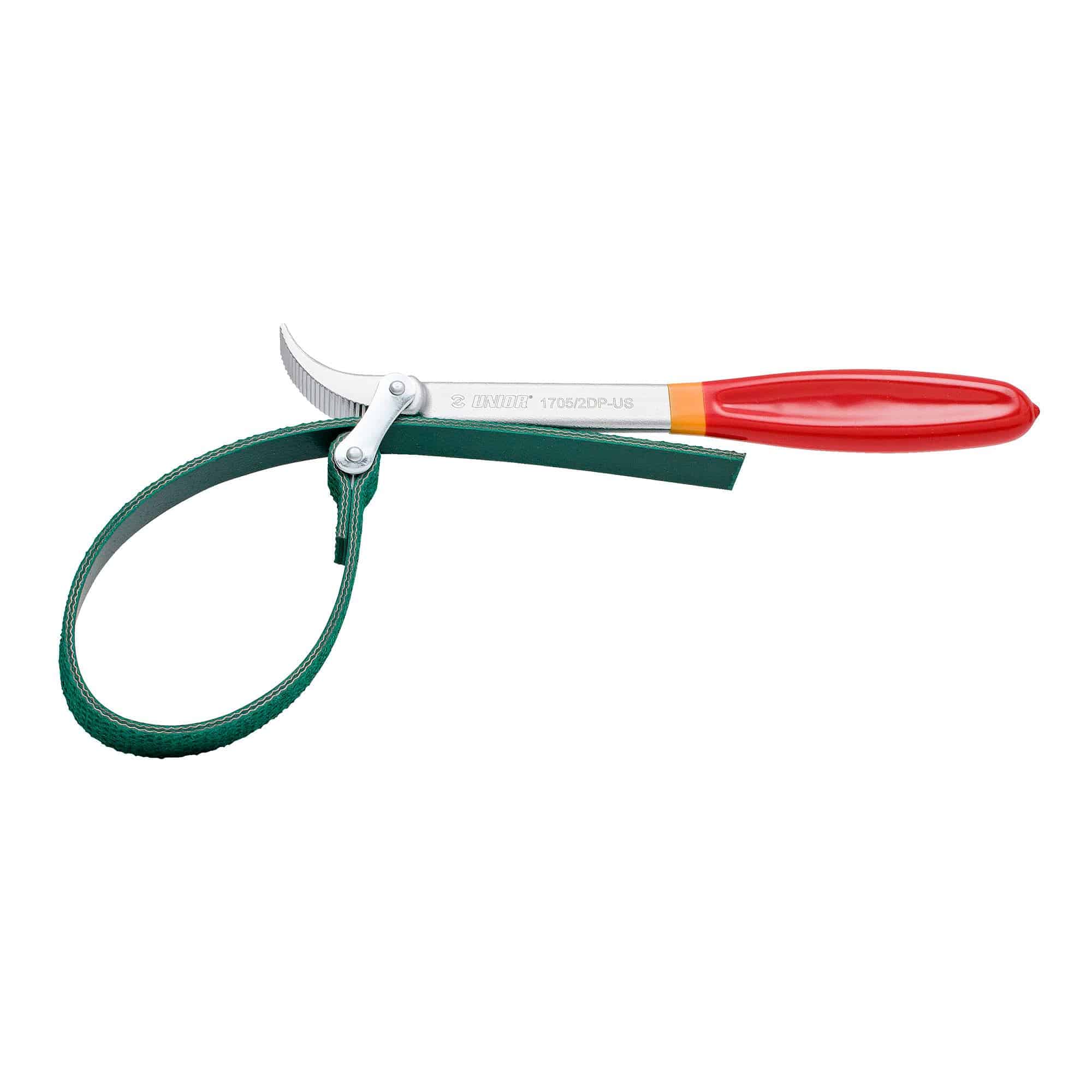 UNIOR workshop suspension wrench with red rubberized strap for bicycle shock absorber maintenance
