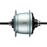 Shimano Nexus SG-C6001-8R 8-speed internal hub for roller brake, silver, with 36-hole pattern and 132x184mm dimensions.