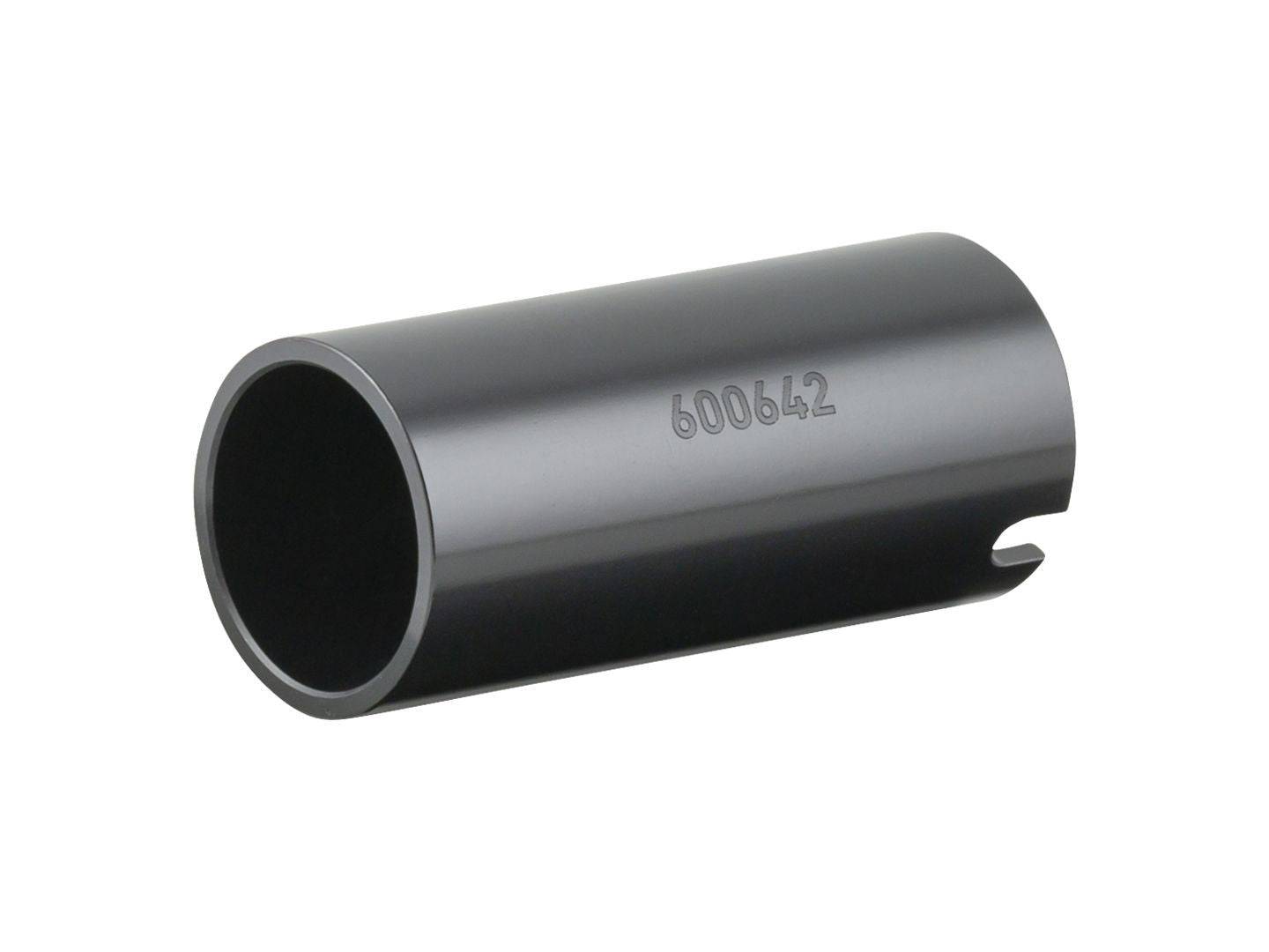 Trek 2021 Slash 29 main pivot bearing spacer, 44mm x 17mm solid charcoal replacement component for mountain bike frame.