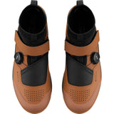 Shimano GE9 GORE-TEX mountain bike shoes with BOA Fit System, featuring waterproof upper and rugged sole for cycling.