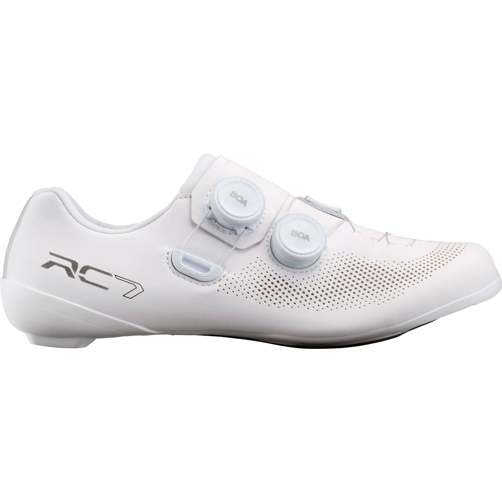 Shimano RC7W Women's Road Cycling Shoes with BOA Fit System and carbon midsole, shown in a close-up view.