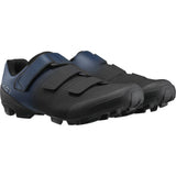 Shimano XC1W women's mountain bike shoes with SPD compatibility and hook-and-loop straps, shown in black with synthetic upper.